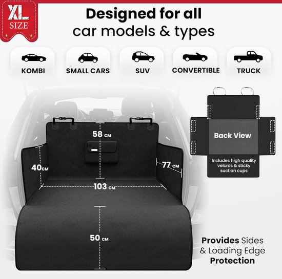 Hondendeken Auto Beschermdeken Achterbank Kofferbak met Transportzakken - Hond Bescherming Autostoel Tegen Vervuiling Kofferbakbeschermer Hoge Zijkanten, Hondenkleed Zacht Antislip Waterdicht Wasbaar (Kofferbak) van Pawness
