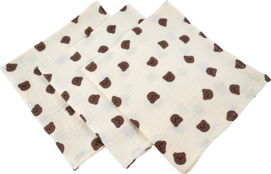 Honeybears hydrofiele doek – 2 stuks - Inbakerdoek hydrofiel baby – Hydrofiele luierdoek – Beertjes – 40 X 38 CM van Honeybears