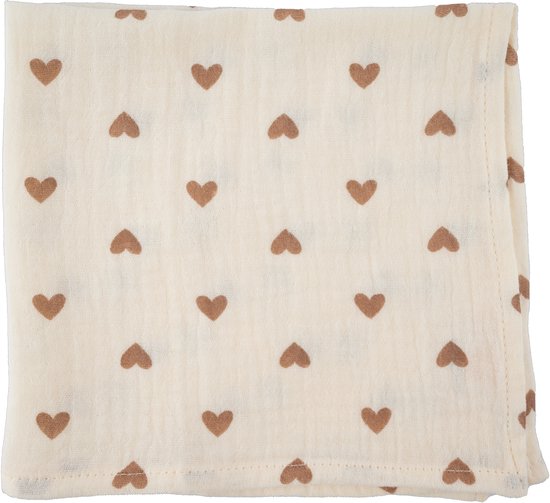 Honeybears hydrofiele doek – Inbakerdoek hydrofiel baby – XXL Hydrofiele luierdoek – Hartjes – 120x120cm van Merkloos