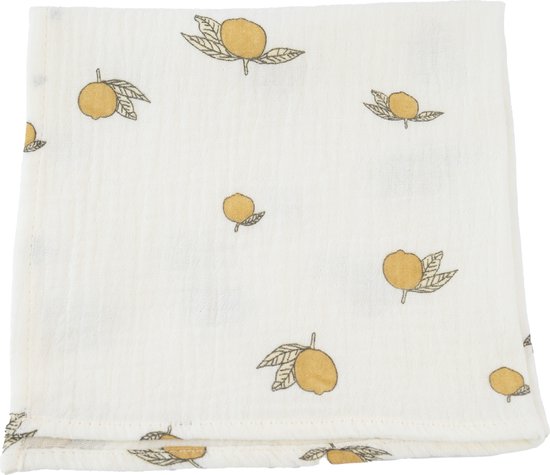 Honeybears hydrofiele doeken – 2 stuks - Inbakerdoek hydrofiel baby – Hydrofiele luierdoek – Hydrofiele doek - Wit met citroentjes – 40 X 38 CM van Honeybears