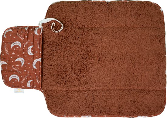 Honeybears verschoonmat – Verschoon matje reis – Verschoningsmatje voor onderweg – Verschoonmatje - Wasbaar – Bruin – 70 x 50 cm van Honeybears
