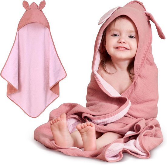 Hooded Baby Badhanddoek Kinderen Jongens Meisjes 85x85cm Katoen