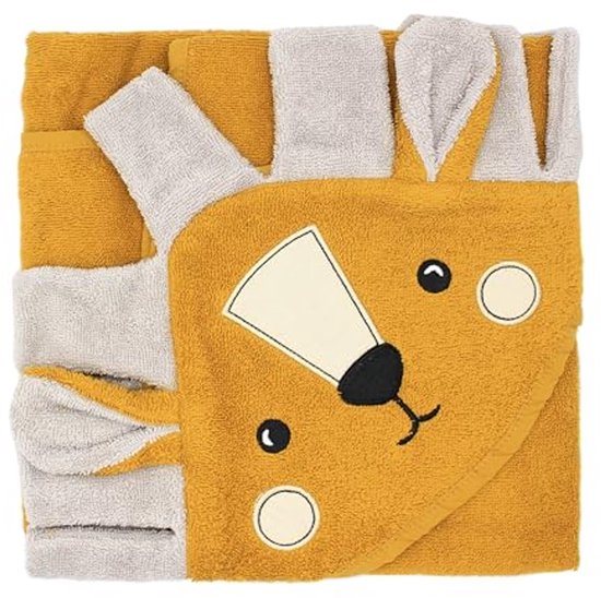 Hooded Baby Bath Towel van 100% Organisch Katoen | Schattige Dierenthema's, Super Zacht en Absorberend | 75cm x 75cm van Merkloos