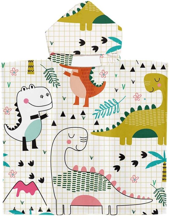 Hooded Badponcho voor Kinderen, 65 x 75 cm, Microvezel Handdoek, Ideaal voor Zwemmen en Strand, Comfortabele Badcape voor Jongens en Meisjes van Merkloos
