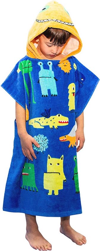 Hooded Poncho Handdoek voor Kinderen van Zacht Katoen - Absorberend en Ideaal voor Strand en Bad