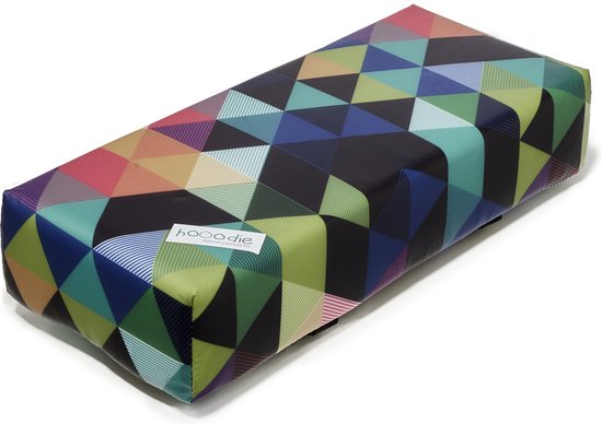 Hooodie Big Cushie Colored Triangles - zacht en opvallend, dik fietskussen voor op bagagedrager van Merkloos