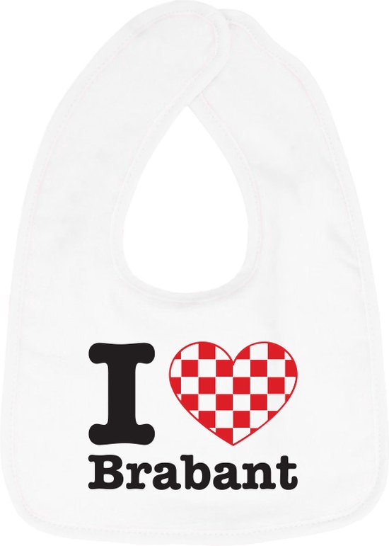 Hospitrix Baby Slabbetje met Tekst I Love Brabant" - 0-3 maanden - Wit - Cadeau voor Zwangerschap - Provincies Nederland - Brabant van Hospitrix