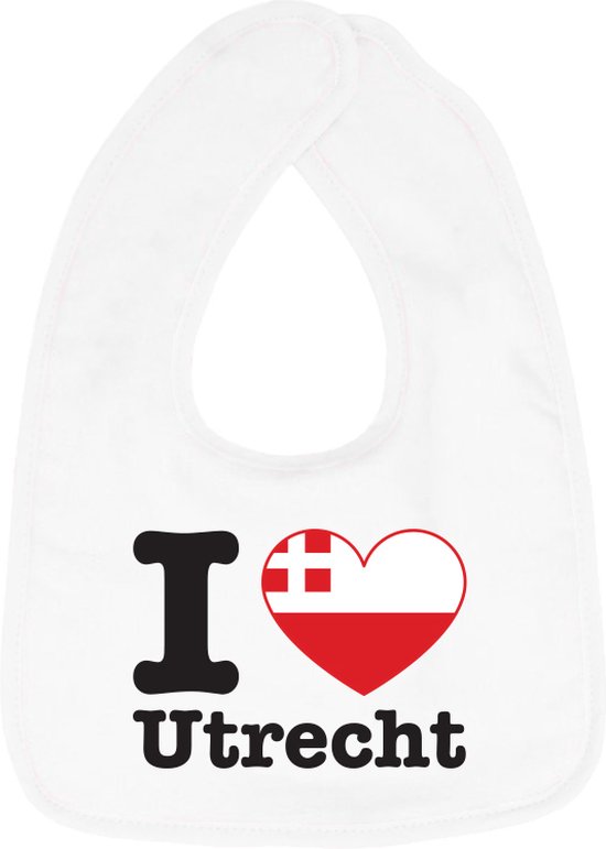 Hospitrix Baby Slabbetje met Tekst I Love Utrecht" - 0-3 maanden - Wit - Cadeau voor Zwangerschap - Provincies Nederland - Utrecht van Hospitrix
