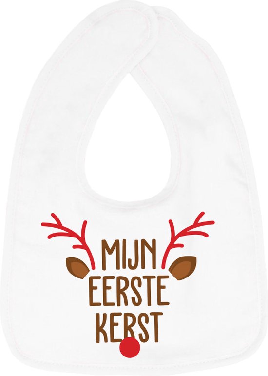Hospitrix Slabbetje met Tekst "Mijn Eerste Kerst 2.0" Wit  - Kerstcadeau - Cadeau Zwangerschap - Baby Kwijldoek - Kwijllap - Morslap - Bavette van Hospitrix