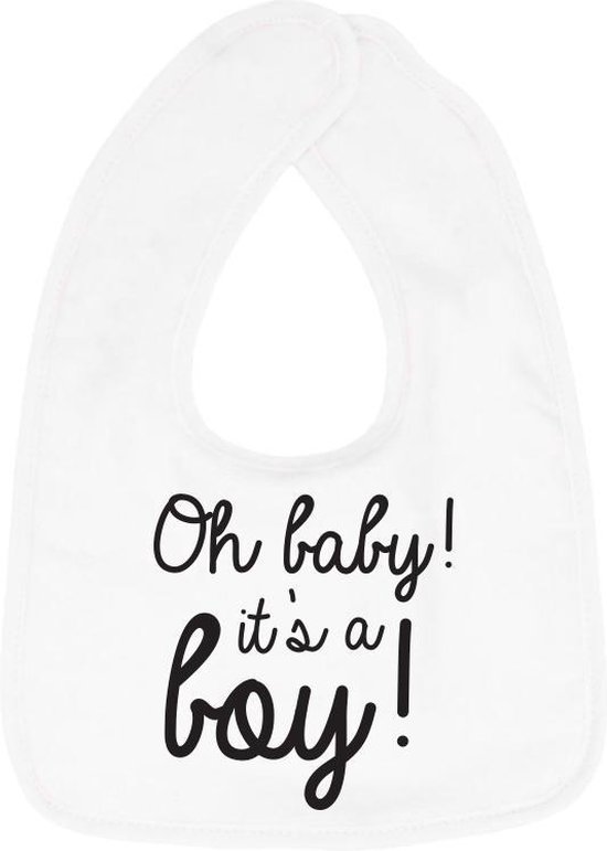 Hospitrix Slabbetje met tekst "Oh baby! It is a boy! " Wit - Cadeau Zwangerschap - Baby Kwijldoek - Kwijllap - Morslap - Bavette van Hospitrix