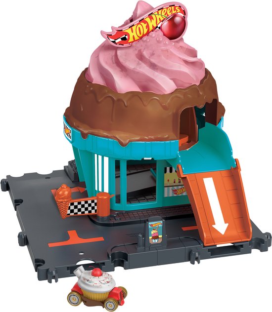 Hot Wheels City Centrum Speelset - Ice Crream Swirl - Hot Wheels Baandeel - Hot Wheels Uitbreiding