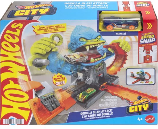 Hot Wheels City Gorilla Aanval speelset en speelgoedauto van Merkloos