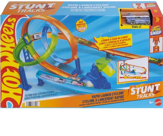Hot Wheels Stuntbanen Snelle Lanceringscycloon Baanset en metalen speelgoedauto van Merkloos
