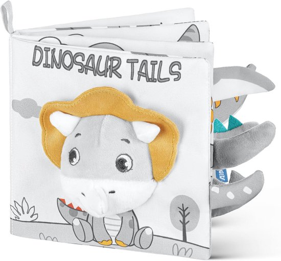 HOTUT Babydoekboeken, Zachte babyboeken, Baby Stoffen Boek, 3D Dieren Staarten Crinkle Sensory Touch Feel boeken, vroeg educatief speelgoed, babybadboeken, voor baby's Leerboeken (dinosaurus) van Merkloos