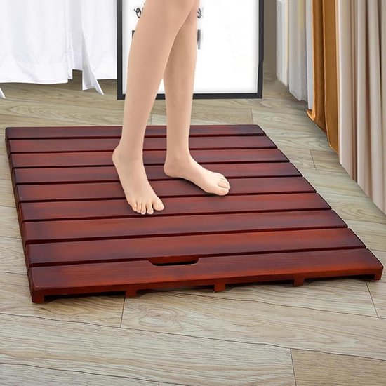 Houten Badmat - Douchemat Lattenbodem - Veilig Douchen - Antislip Ontwerp - 50x30cm - Walnoot
