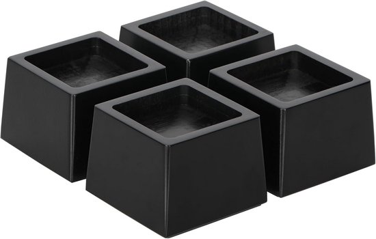 Houten bedverhogers 2,5 inch, 4 stuks, zwaarbelasting tot 2000 lbs, antislip rubberen pads, geschikt voor bank, bureau, tafel, zwart van Merkloos