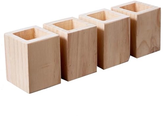Houten Bedverhogers - Vierkante Meubelverhogers voor Verhogen van Hoogte van Meubels van Houten