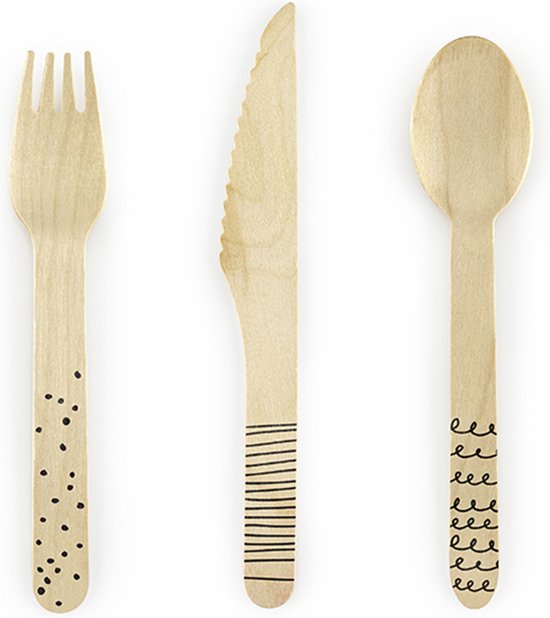 Houten bestekset zwart (18st) van Point-Virgule