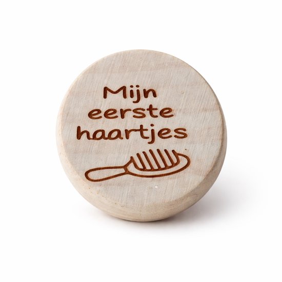 Houten bewaardoosje baby haarlok – Mijn eerste haartjes – Luxe kraamcadeau – Baby herinnering doosje – Naturel hout van Merkloos