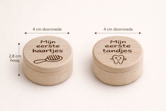 Houten bewaardoosjes baby – eerste haarlok en tandjes – set van 2 – luxe kraamcadeau – memory box baby van Merkloos