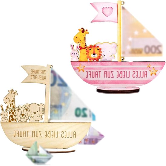 Houten boot als doopcadeau, perfect voor jongens en meisjes, ideaal voor babyshowers en communie vieren