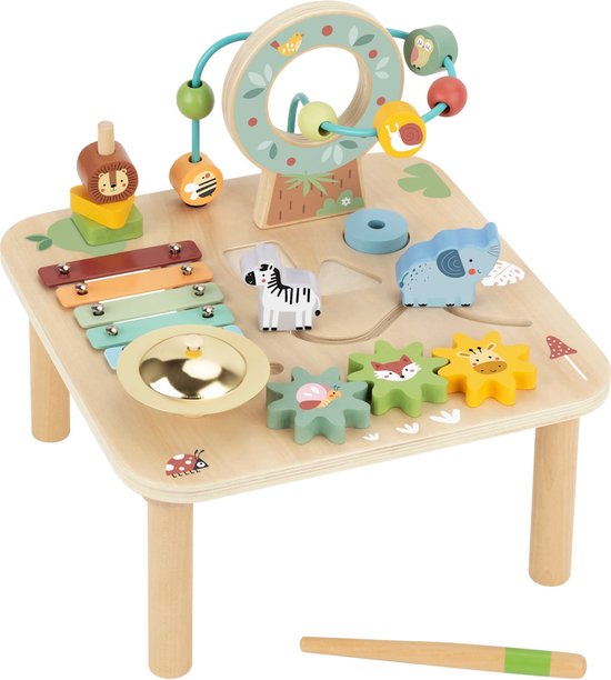Houten Bosvrienden Activiteitentafel - 8-in-1 Stimulerend Speelcentrum - 29,5 × 29,5 × 28 cm - Vanaf ±18 maanden van Merkloos