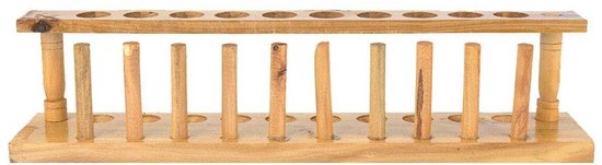 Houten Buisjes Rek - Laboratorium Houder - Reageerbuisjes Plaatsen - Zuur Alkali Bestendig - 10 Gaten - Houtkleur