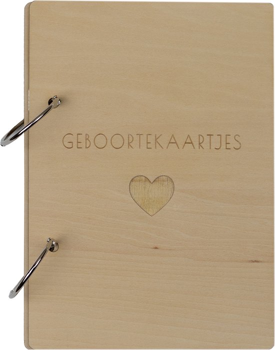 HOUTEN GEBOORTEKAARTJES BEWAARBUNDEL | HEART | HARTJE | BUNDELBOEKJE | HOUT | GEBOORTE | MONKIEZZ van Monkiezz