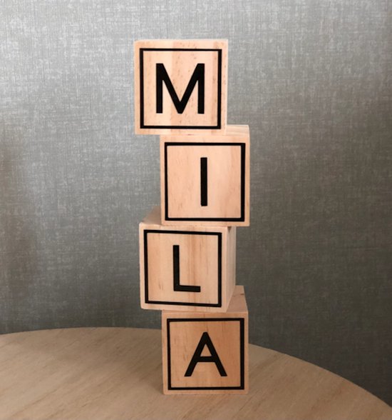 Houten gepersonaliseerde naamblokken - kraamcadeau - letterblokken - 8 geboorteblokken - symbolen ook mogelijk van Little Dutch