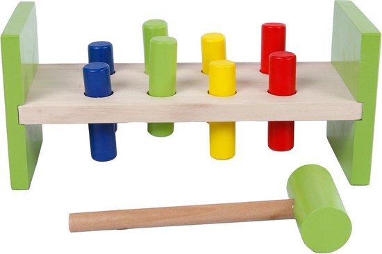 Houten hamerbankje van Houten