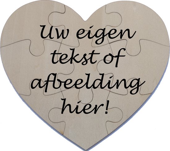 Houten hart vormige puzzel gepersonaliseerd met uw eigen tekst of afbeelding 9 stukjes van Smartphoto