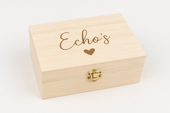 Houten Herinneringsdoos Echo's - Echokistje - Zwanger - Baby - Kind - Cadeau van Merkloos