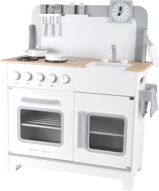Houten kinderkeuken Chef Deluxe XL wit - 3 jaar - aanrechthoogte 59 cm - incl. 9 accessoires van Houten
