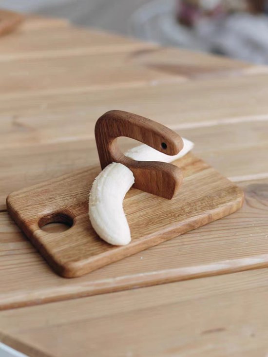 Houten Kindermes met Snijplank - Kiddikutter Kindermessen - Houten Kinderbestek - Leren Snijden en Koken voor Kinderen - Montessori Speelgoed - Motoriek Speelgoed - Sensorisch Speelgoed - Hardhouten Uitvoering - WoodyDoody van WoodyDoody