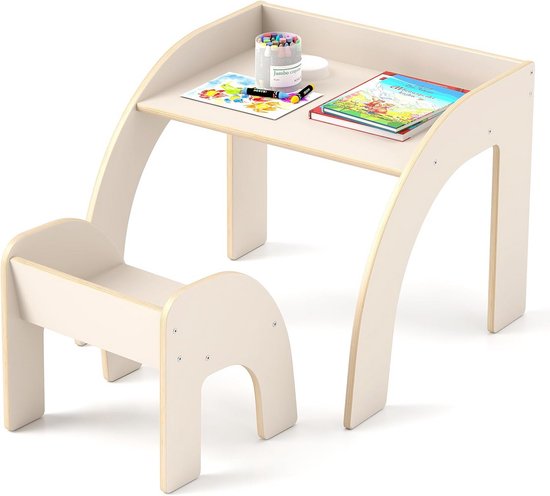 Houten Kindertafel met Stoel voor Kleuters en Kinderkamer