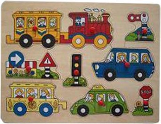 Houten knoppuzzel met verkeer van Houten