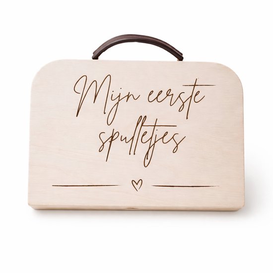 Houten koffertje baby – Mijn eerste spulletjes – Kraamcadeau – Bewaardoos baby herinneringen – Gepersonaliseerde baby box van Merkloos