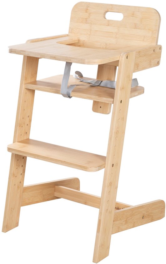 Houten Meegroeistoel 'Nature Up' met Eetblad - 3-Puntsgordel - Belastbaar tot 70 kg - Bamboe van Merkloos