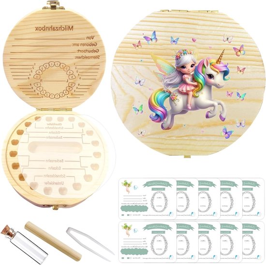 Houten Melktanddoos voor Meisjes met 10 Tandfee Certificaten - Tanddoos voor Melktanden en Tandfee Cadeaus