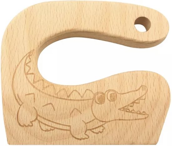 Houten mes kind - Kindermes - Krokodil - Keuken tool - Kinderen - Veilig - Speelgoed - Snijden - Montessori van Houten