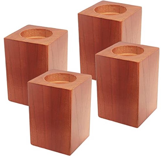 Houten meubelverhogers 10 cm - Sterke en stijlvolle verhogers voor banken, tafels en stoelen van Merkloos