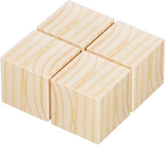 Houten Meubelverhogers - Bedverhogers Klossen - Meubels Verhogen - Stevige Constructie - 4 Stuks - Houtkleur