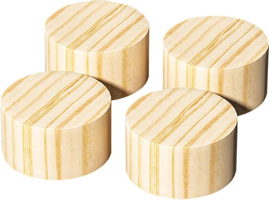Houten Meubelverhogers - Bedverhogers Sofa Voeten - Meubels Verhogen - Stevige Constructie - 4 Stuks 15x2.5cm - Houtkleur