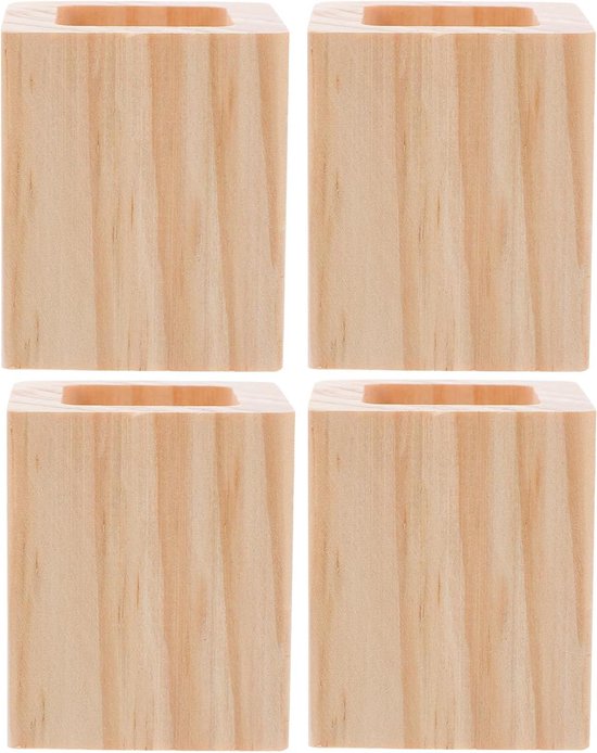Houten Meubelverhogers - Pootverhogers Set - Meubels Verhogen - Antislip Stabiliteit - 8 Stuks - Beige