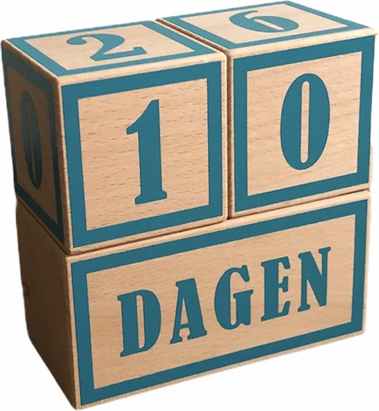 Houten mijlpaalblokken - aqua groen - kraamcadeau - leeftijden en momenten - 3 blokken van Amilian.