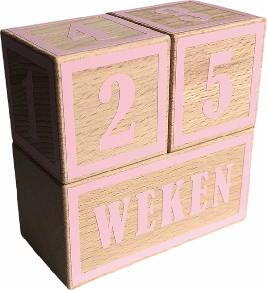 Houten mijlpaalblokken - baby roze - kraamcadeau - leeftijden en momenten - 3 blokken van House of Gia
