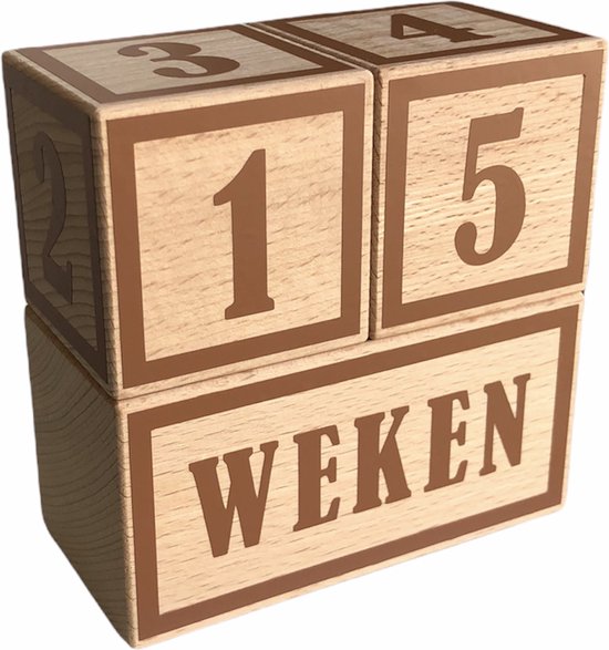 Houten mijlpaalblokken - Clay brown - kraamcadeau - leeftijden en momenten - 3 blokken van Pandababy