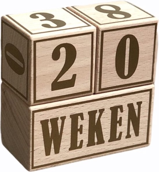 Houten mijlpaalblokken - goud - kraamcadeau - leeftijden en momenten - 3 blokken van Little Dutch
