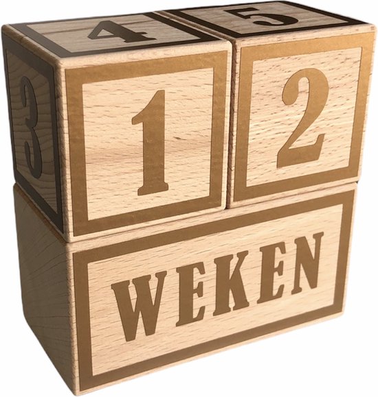 Houten mijlpaalblokken - koper - kraamcadeau - leeftijden en momenten - 3 blokken van Mumla