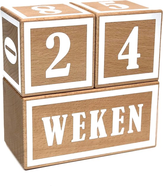 Houten mijlpaalblokken - wit - met extra blok - leeftijden en momenten - 4 blokken van Pandanotti